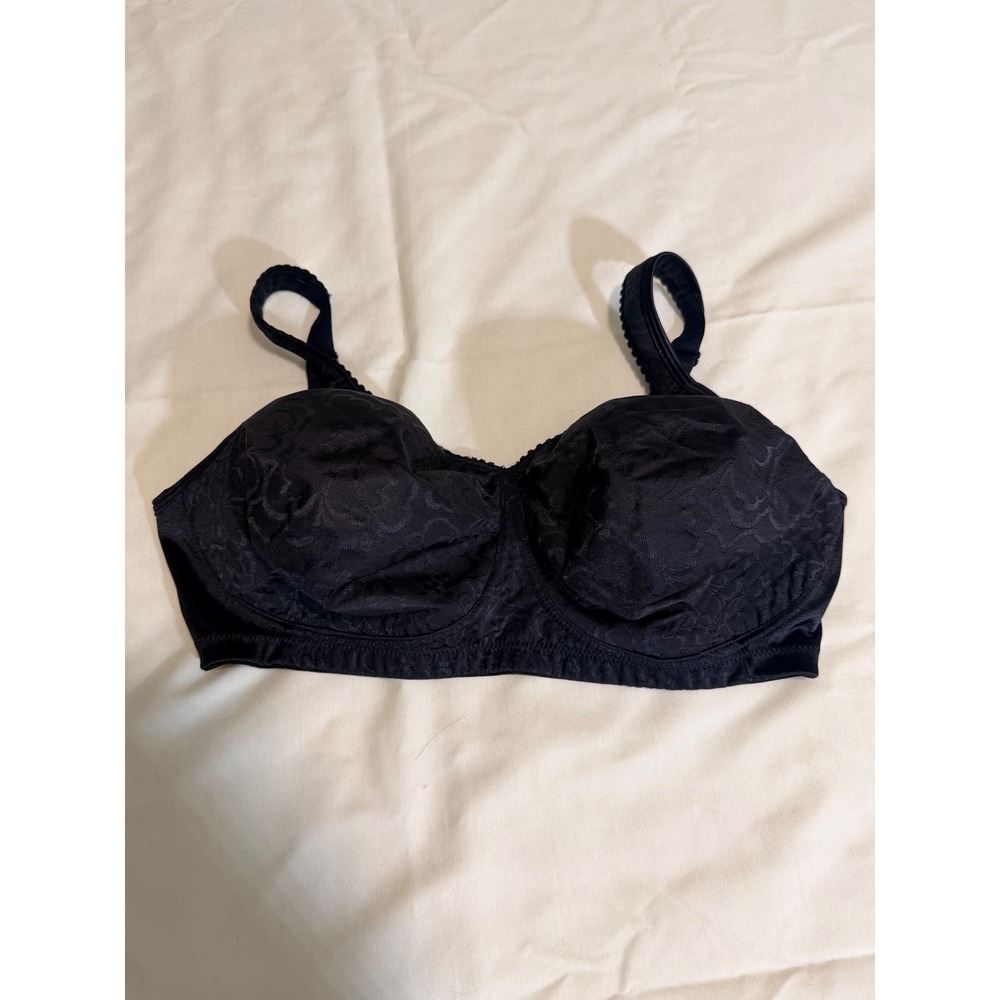 Playtex 18 Hour Ultimate Shoulder Comfort Bra Black Floral Jacquard 4745 42DD